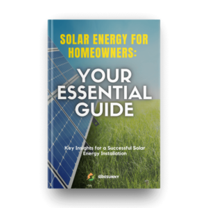Cover of the Solar Energy Guide eBook showcasing a bright, sunlit home powered by sustainable energy.